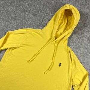 Polo Ralph Lauren Hoodie Mens Medium Lightweight Hooded T Shirt Cotton Yellow